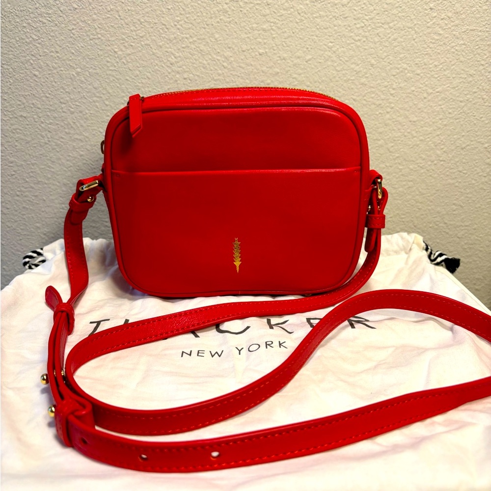 Thacker red leather crossbody